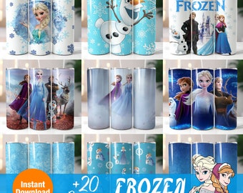 Frozen Tumbler Wrap Bundle,  Instant Download 20oz Tumbler PNG Wraps Design, Digital Elsa 20 oz Skinny Tumblers Designs Template