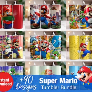 Super Mario Tumbler Wrap Bundle, Sofortiger Download 20 Unzen PNG Wraps Design, Digitale 20 Unzen Skinny Tumbler Designs Vorlage