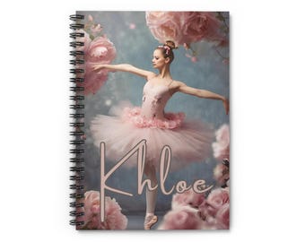 Caderno personalizado de princesa bailarina: Diário de balé com nome personalizado