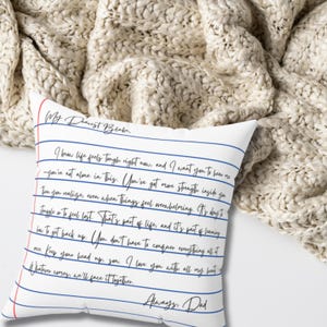 Almohada con carta de aliento de un padre, almohada con carta personalizada, mi querido hijo, almohada inspiradora, una carta de un padre a un hijo, causa justa