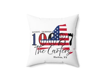 Cuscino con codice postale di New York, regalo personalizzato per inaugurazione della casa