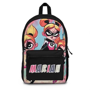 Personalized Superhero Backpack | Custom Name Hero Bookbag | Back to School Bookbag for Girls | Girls Backpack | Superhero Name Backpack