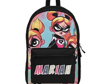 Personalized Superhero Backpack: Custom Name Girls Bookbag