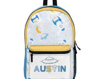 austin kids backpack Personalized Space Backpack, Rocket Bookbag, Lightweight Toddler Backpack