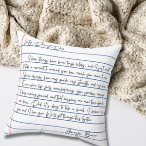 Almohada con carta de aliento para papá, almohada con carta personalizada, almohada inspiradora para mi querido papá, una carta para papá, regalo de Just Cause