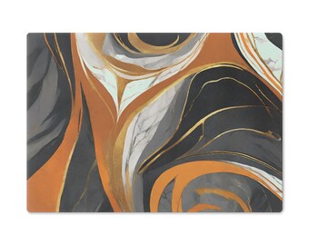 Stunning Orange Marble Glass Cutting Board | Customizable & Trendy Kitchen Essential | Non-Slip, Dishwasher-Safe