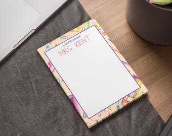 Personalized Art Teacher Notepad | Custom Teacher Note Pad with Name | Art Classroom Stationery | Teacher Appreciation Gift