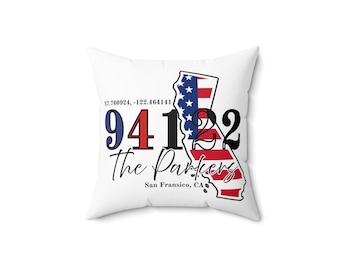 California Zip Code Pillow, Personalized Housewarming Gift