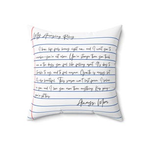 Almofada de carta de incentivo da mãe, almofada de carta personalizada, almofada inspiradora da minha querida filha, uma carta de mãe para filha