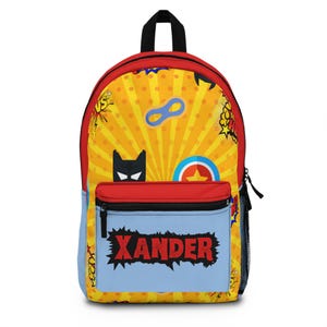 Sac à dos super-héros personnalisé | Cartable avec nom personnalisé | Cartable pour la rentrée des classes pour garçons | sac à dos garçon | Sac à dos avec nom de super-héros