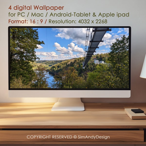 4 wallpapers of the Rappbode Dam in the Harz Mountains for PC, Mac, Android tablet & Apple iPad