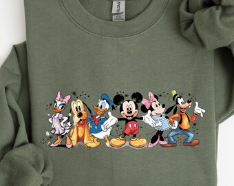 Retro Vintage Mickey and Friends Colorful Sweatshirt, Mickey And Friends Shirt, Disneyworld Sweatshirt, Disney Friends Shirt, Mickey Minnie