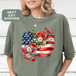 Komfort Farben Retro Amerika USA Karte Shirt, Floral USA Karte T-Shirt, 4. Juli Shirt, American Girl Shirt, Amerika Est 1776 T-Shirt