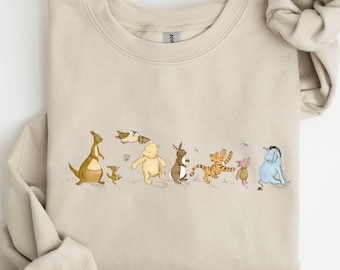 Retro Winnie The Pooh And Friends Sweatshirt, Winnie The Pooh Sweatshirt, Pooh Bear Sweatshirt, Disneyworld Family Matching Sweatshirt