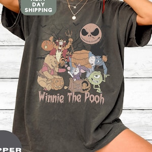 Cute Bear Donkey Halloween Comfort Colors Shirt, Bear the Cute Spooky Fall Tee for Women, Cartoon Trick or Treat Gift, Cozy Pumpkin Top