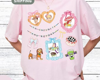 Disney Comfort Colors Shirt Pastel Toy Story Tee for Women Cute Buzz Woody Jessie Bo Peep Slinky Fall Graphic Shirt Gift for Disney Fans