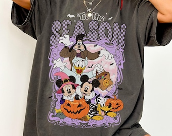 Comfort Colors Vintage Halloween Mouse And Friends Shirt,Happy Halloween Shirt, Disney Spooky Shirt,Trick Or Treat,Halloween Masquerade Tee