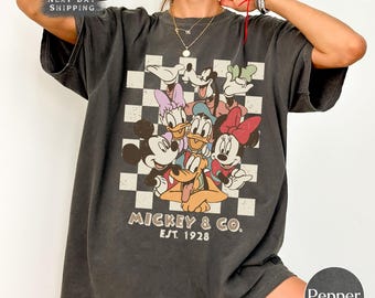 Retro Mickey & Co 1928 Comfort Colors Shirt, Disneyland Tee, Disneyworld Shirt, Mickey And Friends Family Shirt, Disney Gift