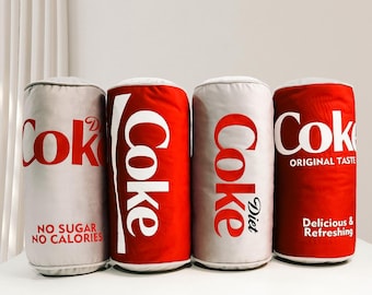 Cojín de terciopelo Coca-Cola Light: detalle rojo afelpado, decoración original para el hogar / Tela de terciopelo, manta para sofá / 20 x 43 cm