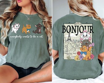 Disney The Aristocats Bonjour Since 1970 Comfort Colors® Shirt, Everybody Wants to Be a Cat Tee, Retro Disney Family Vacation Shirt