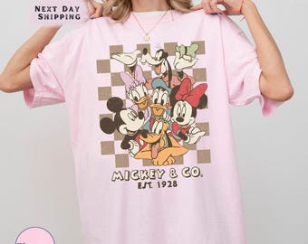 Retro Mickey & Co 1928 Comfort Colors Shirt, Disneyland Tee, Disneyworld Shirt, Mickey And Friends Family Shirt, Disney Gift