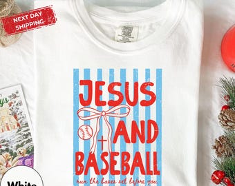 Jesus And Baseball Comfort Colors Shirt, Faith Sports Tee, Christian Design (Soft Cotton, Relaxed Fit, Multiple Sizes)