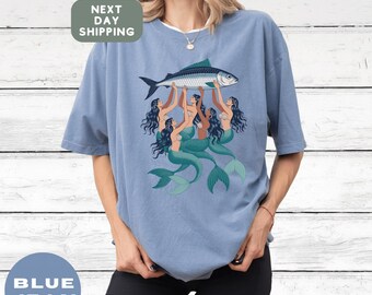 Mermaid Fish Shirt, Mermaid Comfort Colors® TShirt, Trendy Beach Shirt, Summer Tee, Vacation Shirt, coastal aesthetic, La Dolce Vita TShirt