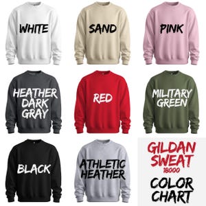 a collection of nine different sweatshirts, each with a unique color and design, arranged in a grid pattern.