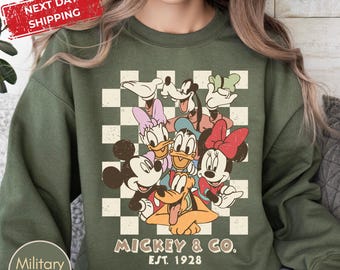 Vintage Mickey & Co 1928 Crewneck, Mickey And Friends Sweatshirt, Retro Disneyland Sweater, Disney Family Gift, Disneyworld Sweatshirt