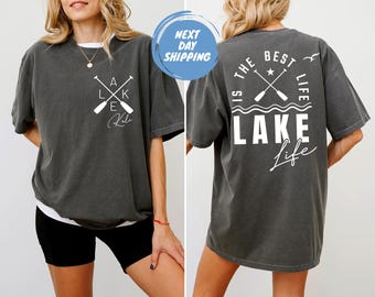 T-shirt personnalisé vie au bord du lac, t-shirt personnalisé sur le lac, cadeau maison du lac, chemise pour amoureux du lac, t-shirt de camping sur le lac, t-shirt vacances au lac, chemise d'été