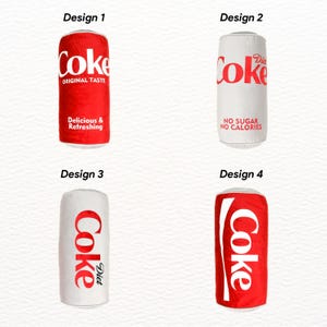a group of different types of coke cans