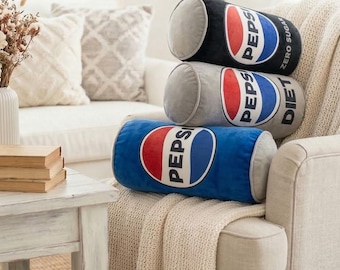 Diet Coke Pillow Velvet Bolster: Plush Blue Velvet Throw, Quirky Home Decor (8x17 Inches, Soft Support)