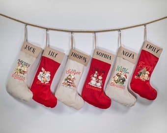Personalized Christmas Stocking, Velvet Christmas Stockings, Family Christmas Stocking Set, Customized Stockings, Christmas Gift