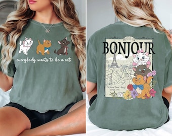 Disney The Aristocats Bonjour Since 1970 Comfort Colors® Shirt, Everybody Wants to Be a Cat Tee, Retro Disney Family Vacation Shirt