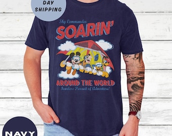 Vintage Mickey & Friends Soarin' Around The World Shirt, Disney Ride Epcot Center Tee, Donald Pluto Goofy, Disneyland Trip Outfit