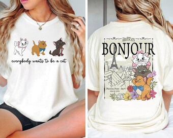 Disney The Aristocats Bonjour Since 1970 Comfort Colors® Shirt, Everybody Wants to Be a Cat Tee, Retro Disney Family Vacation Shirt