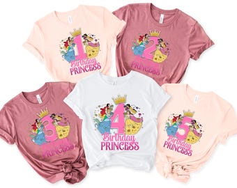 Disney Princess Birthday Shirt, Custom Princess Birthday Shirt, Princess Shirt, Kids Birthday Shirt, Girls Birthday Shirt, Disney Princess