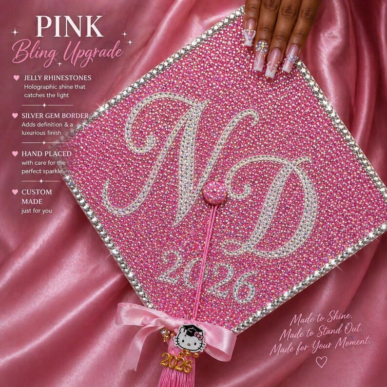 Custom Graduation Cap Topper | Initials, Year, Jelly Rhinestones ...
