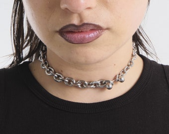 Kettingketting, choker, choker, piercing, hanger, handgemaakt, chirurgisch staal, man, vrouw, punk, underground, y2k, grunge