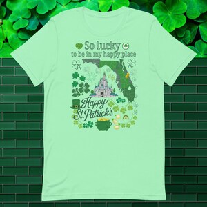 Camiseta del día de San Patricio de Disney, Magic Kingdom, mapa de Florida, camiseta del día de San Patricio, camiseta de trébol, camiseta de San Patricio