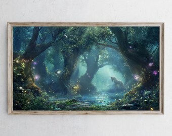 Samsung Frame TV Art: Vintage Mythical Forest Oil Painting (Digital Download)