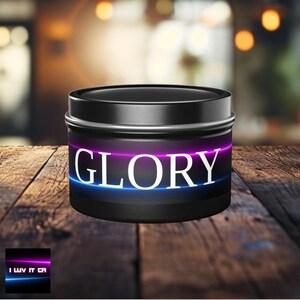 Glory Coconut Soy Wax Tin Candle | Home Fragrance | Aromatherapy | Self-Care | Scented Black Tin Candle | 4 oz or 8 oz | Religious Gifts