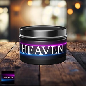 Heaven Coconut Soy Wax Tin Candle | Home Fragrance | Aromatherapy | Self-Care | Scented Black Tin Candle | 4 oz or 8 oz | Religious Gifts