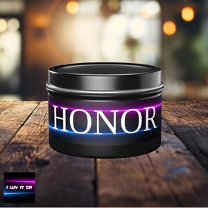 Honor Coconut Soy Wax Tin Candle | Home Fragrance | Aromatherapy | Self-Care | Scented Black Tin Candle | 4 oz or 8 oz | Religious Gifts