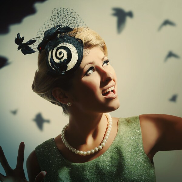 The Hitchcock - The Birds - Vertigo - Inspired - Fascinator - Bird Hat - READY TO SHIP