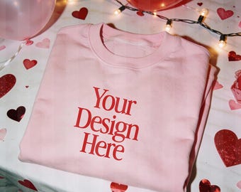 Valentines Day Mockup, Gildan 18000 Light Pink Mock Up, Valentines Day Shirt Mockup, Trendy Mockup, Oversized Sweatshirt Mockup