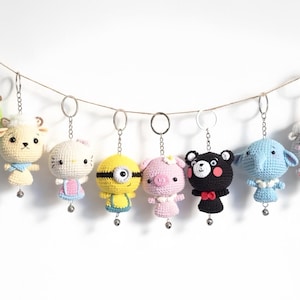 Dolls Keychains Crochet Pattern, Amigurumi doll keychain, Crochet pattern, Cute amigurumi keychain, English PDF, Instant download