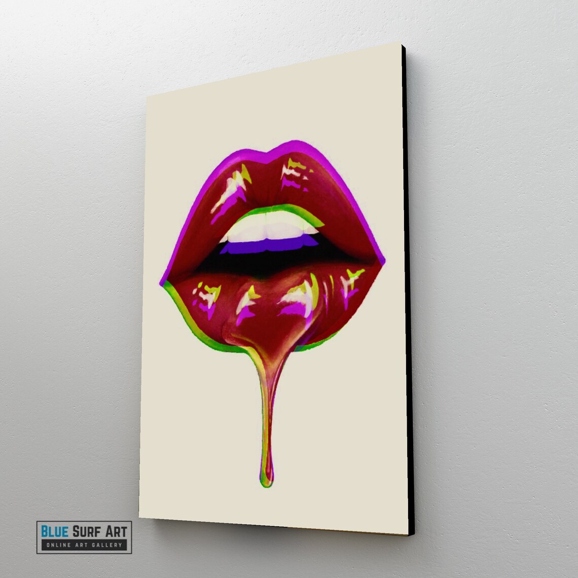 Red Lips Wall Art Original Canvas Art Painting Fashion Etsy