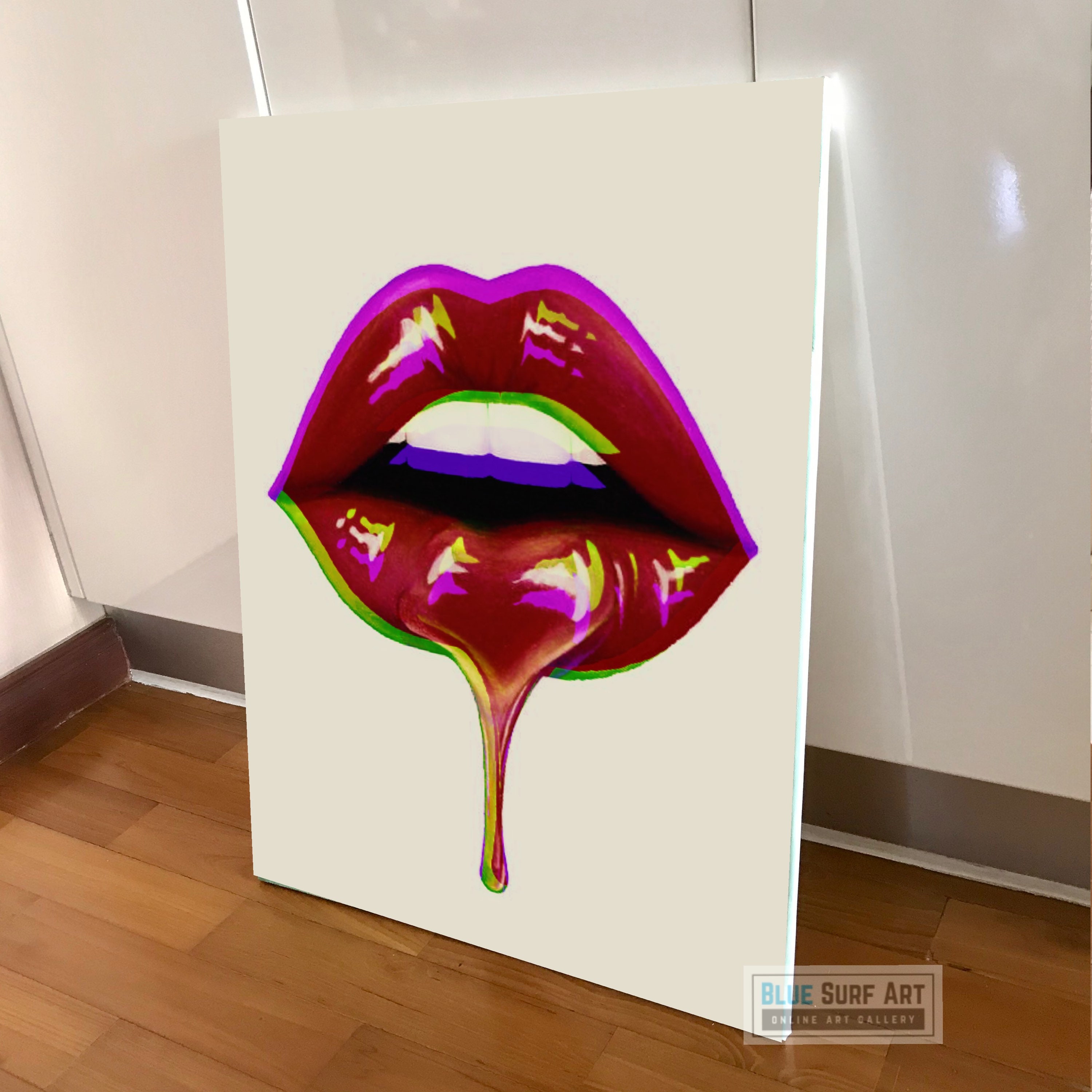 Red Lips Wall Art Original Canvas Art Painting Fashion Etsy