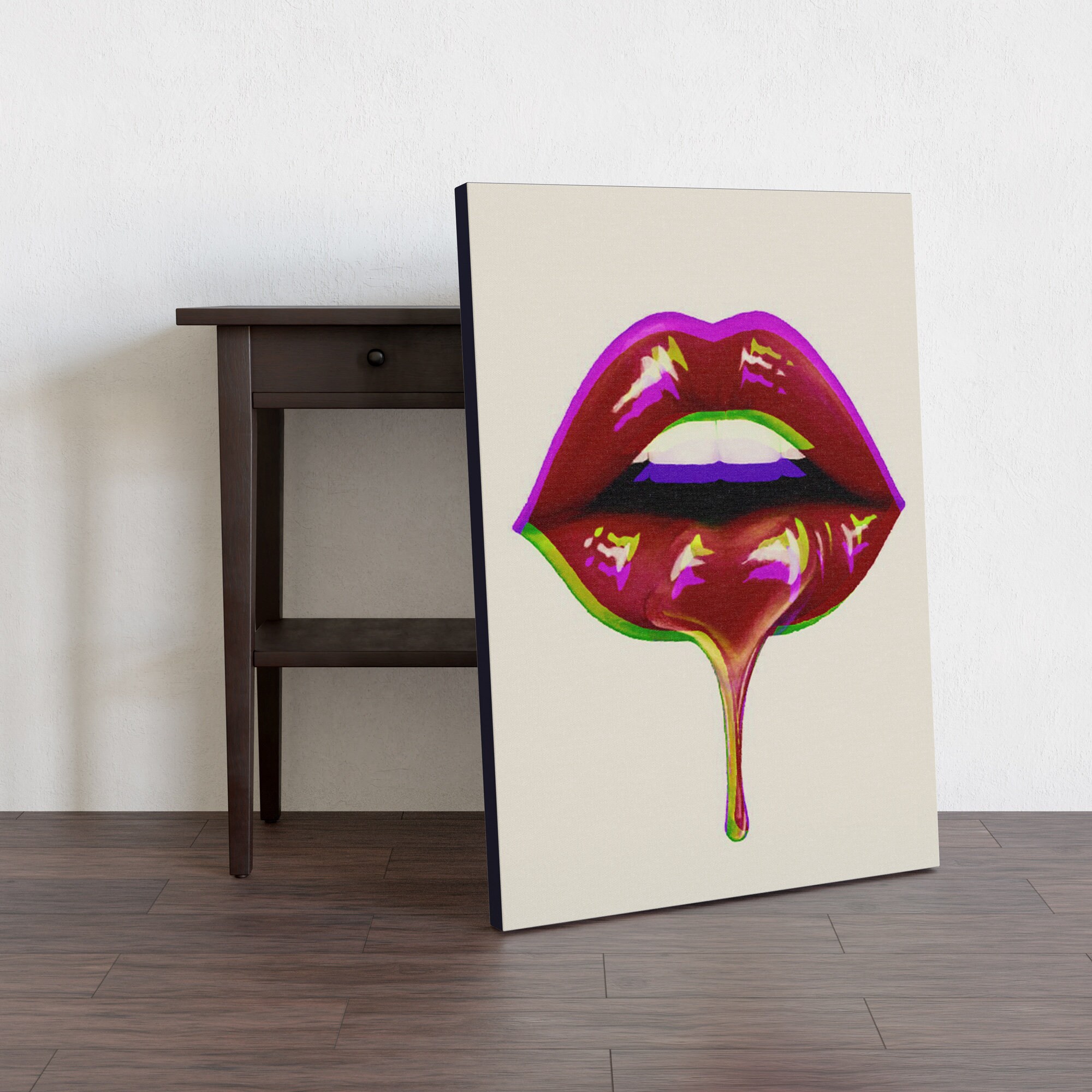 Red Lips Wall Art Original Canvas Art Painting Fashion Etsy